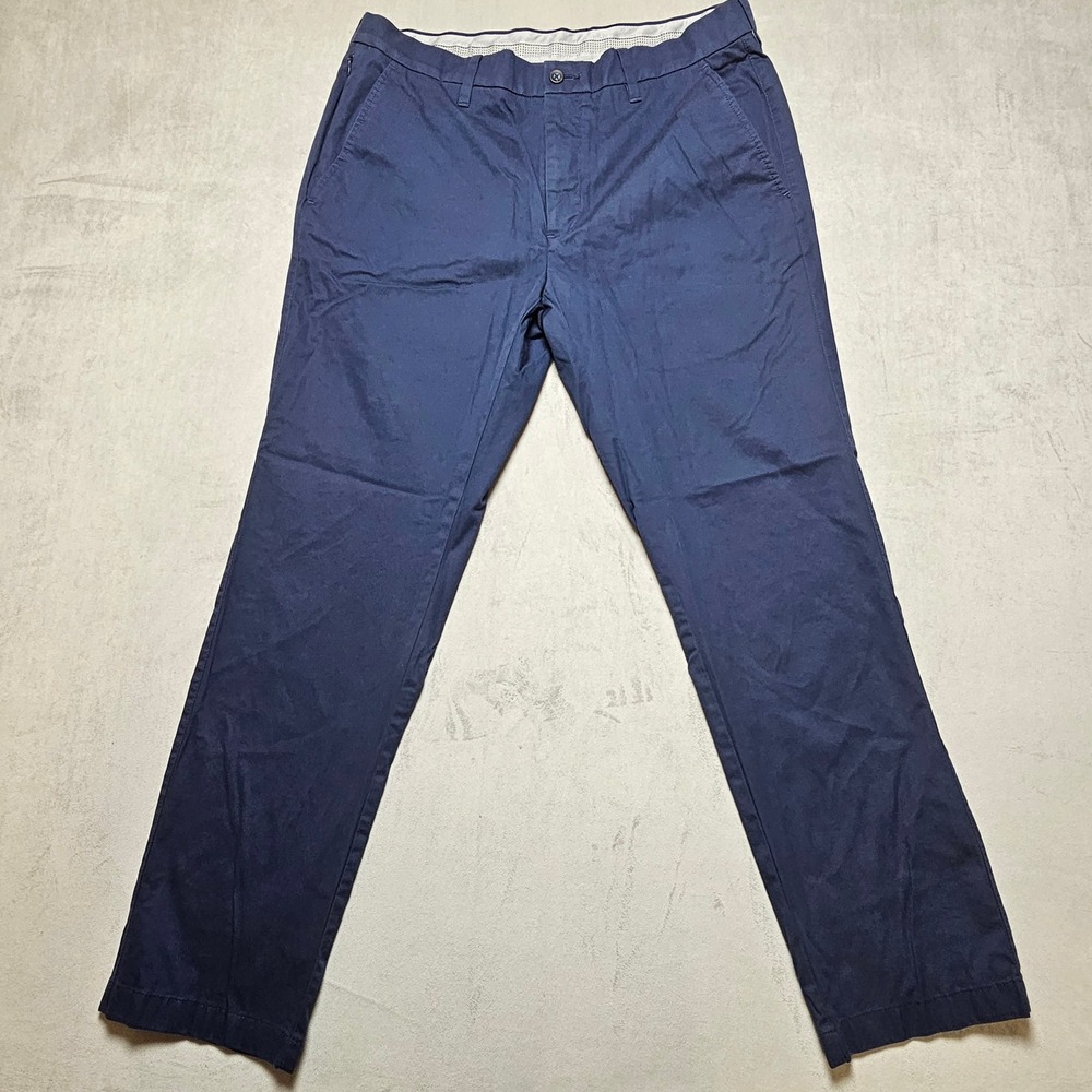 Cole Haan Grand.OS Mens Navy Blue Chino Pants 34x30 Stretch Flat Front Trousers‎
